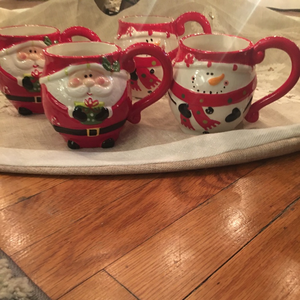 Vintage 4 Mugs 2 Snowman & 2 Santa Mugs from Boston Warehouse Good conduction
